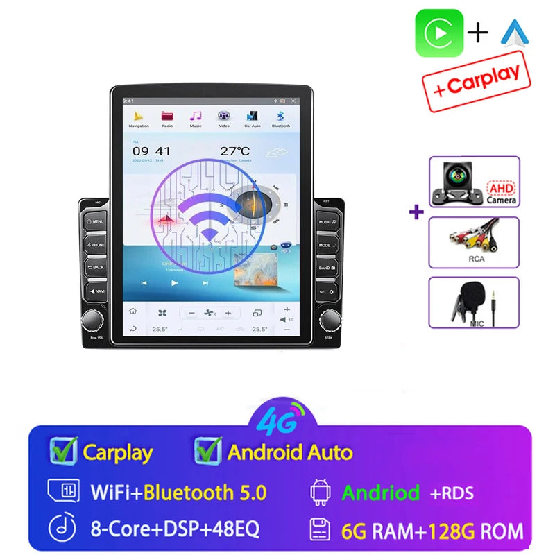 For Tesla Style 2 Din Android 14 Car Radio For Nissan Hyundai Kia Toyota Multimedia Video Player Navi Stereo Carplay Mirror link