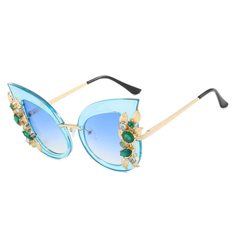Luxury Diamond Cat Eye Sunglasses Women Fashion Oversized Butterfly Sun Glasses Female Steampunk Goggles Eyewear Shades Oculos