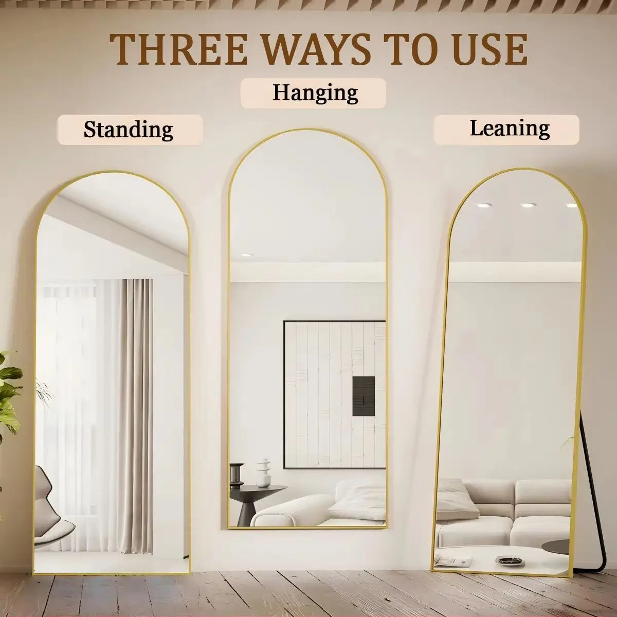 Arched Full Length Mirror, 71"x26" Full Body Floor Mirror Standing Hanging or Leaning Wall, Full Body Mirror with Stand