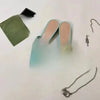 Summer Square-Toe Embroidered Buckle Flat Sandals Non-Slip Outdoor Slippers for Women Men Beach Walking