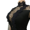Fashion Women's Clothing Hollow Long-sleeved Loose Wide Leg Jumpsuits Overall Pants Solid Color Sexy Lace