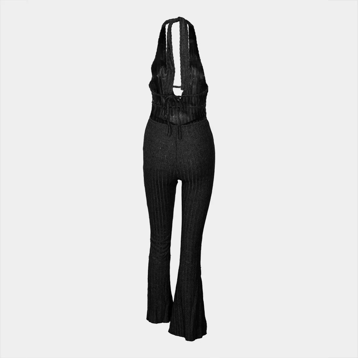 Women Knit Halter Bow Sleeveless Long Jumpsuits 2025 Summer Backless Sexy Outfits Night Club Party One Piece Rompers