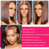 12A Double Drawn 210% Density Bone Straight Hair Bob Wig 13x4 Lace Front Wig 10-16 Inches Chocolate Brown Human Hair Wig