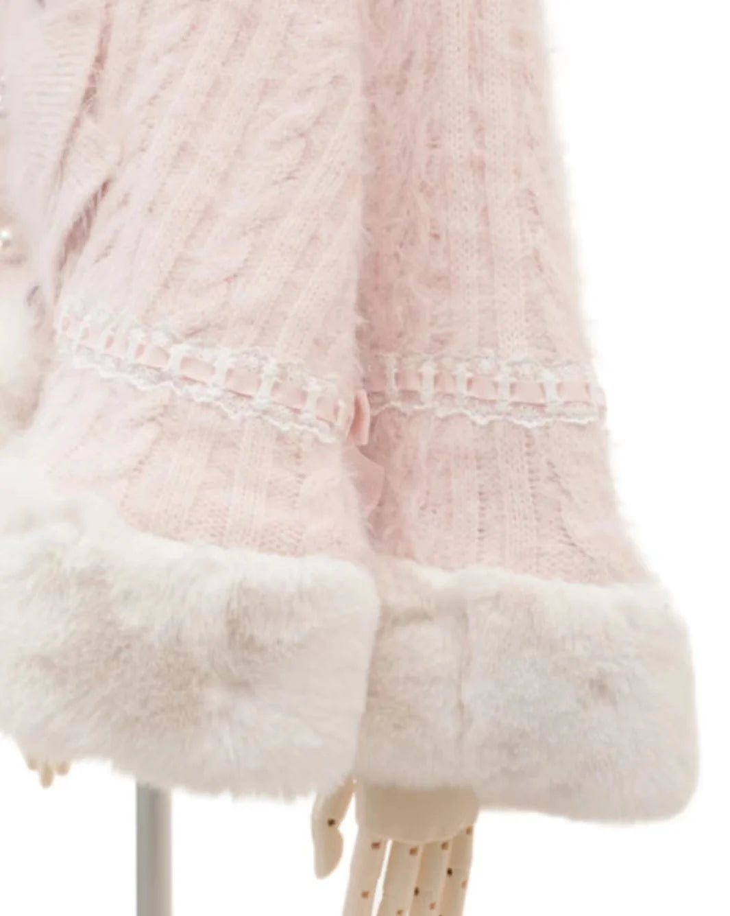Japanese Liz Sweet Princess Faux Rabbit Fur Cape Coat Women Autumn Winter Fur Jacket Loose Clock Rhinestone Bow Hooded Coat