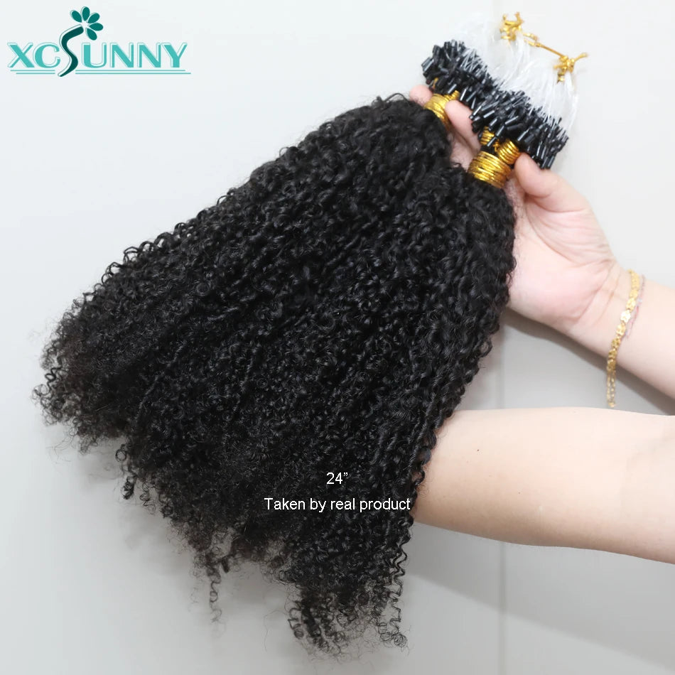 Microlink Hair Extensions Kinky Curly 12"-26" Micro Loop Human Hair Extensions Burmese Micro Ring Hair Extensions Human Hair