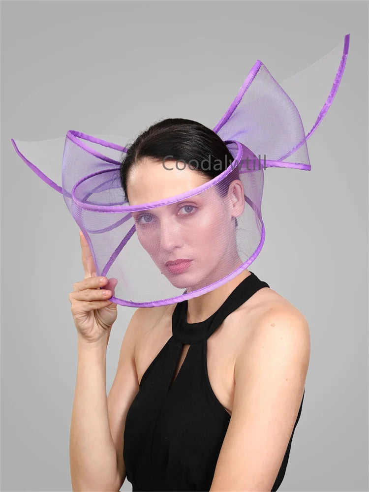 White Net Wedding Fascinator Elegant Hat Women Kentucky Derby Race Headpiece Fashion Party Mesh Chapeau Cap For Ladies Event