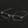 Men Blue Light Blocking Reading Glasses Women Dimond Cutting Rimless Eyeglasses Frame Anti Fatigue Hyperopia Presbyopic Eyewear