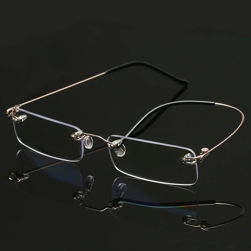 Men Blue Light Blocking Reading Glasses Women Dimond Cutting Rimless Eyeglasses Frame Anti Fatigue Hyperopia Presbyopic Eyewear