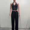 Women Elegant Two Piece Set Dashiki African Tracksuit Spring Summer Long Sleeve Vest Top and Pants Set Party Matching Sets
