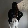 Gidyq Korean Bandage Shirt Women Fashion Backless Sexy Blouse Office Ladies Casual Slim Chic Turn Down Collar Long Sleeve Tops