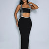 Weird Puss Summer Trend 2 Piece Set Women White Edging Strapless Tops+Shoulder Straps Dress Stretch Matching Streetwear Outfits