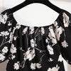 Women Mini Dresses Summer Fashion Female Vestidos Print Floral Chiffon Dresses Shirring Pleated Short Puffy Sleeve Casual Dress