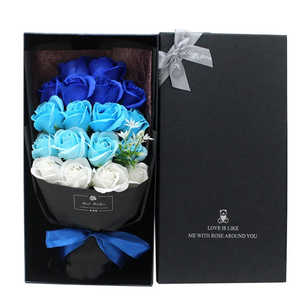 18Pcs/Box Soap Flower Bouquet Beautiful Flora Scented Bath Soap Flower in Gift Box for Anniversary Valentine's Day Mother Day