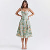 Suninheart Summer Pink Floral Print Corset Dress Midi Elegant Sexy Party Dresses Holiday Birthday Casual A Line Women Clothing