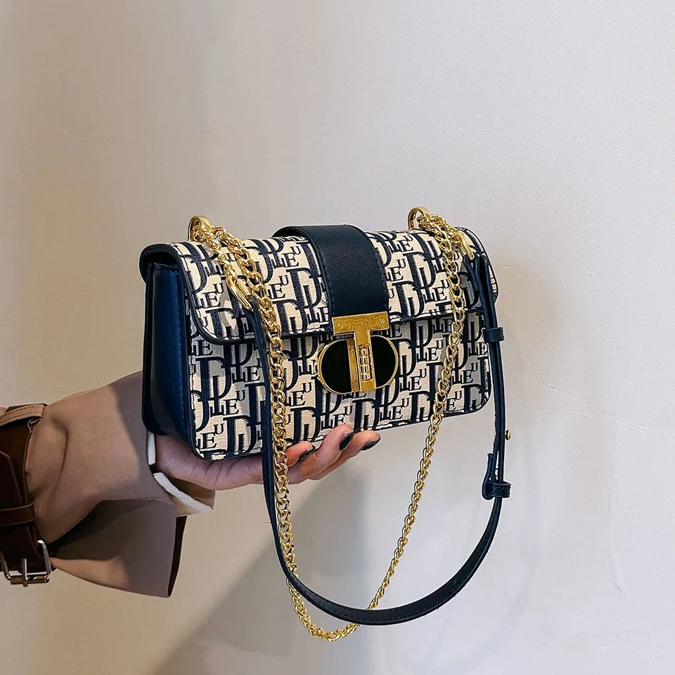 Letter Print Lock Luxury handbags Women Shoulder Bags Designer Crossbody Purses Handbag Chain Strap Clutch Bag 2025 New Small