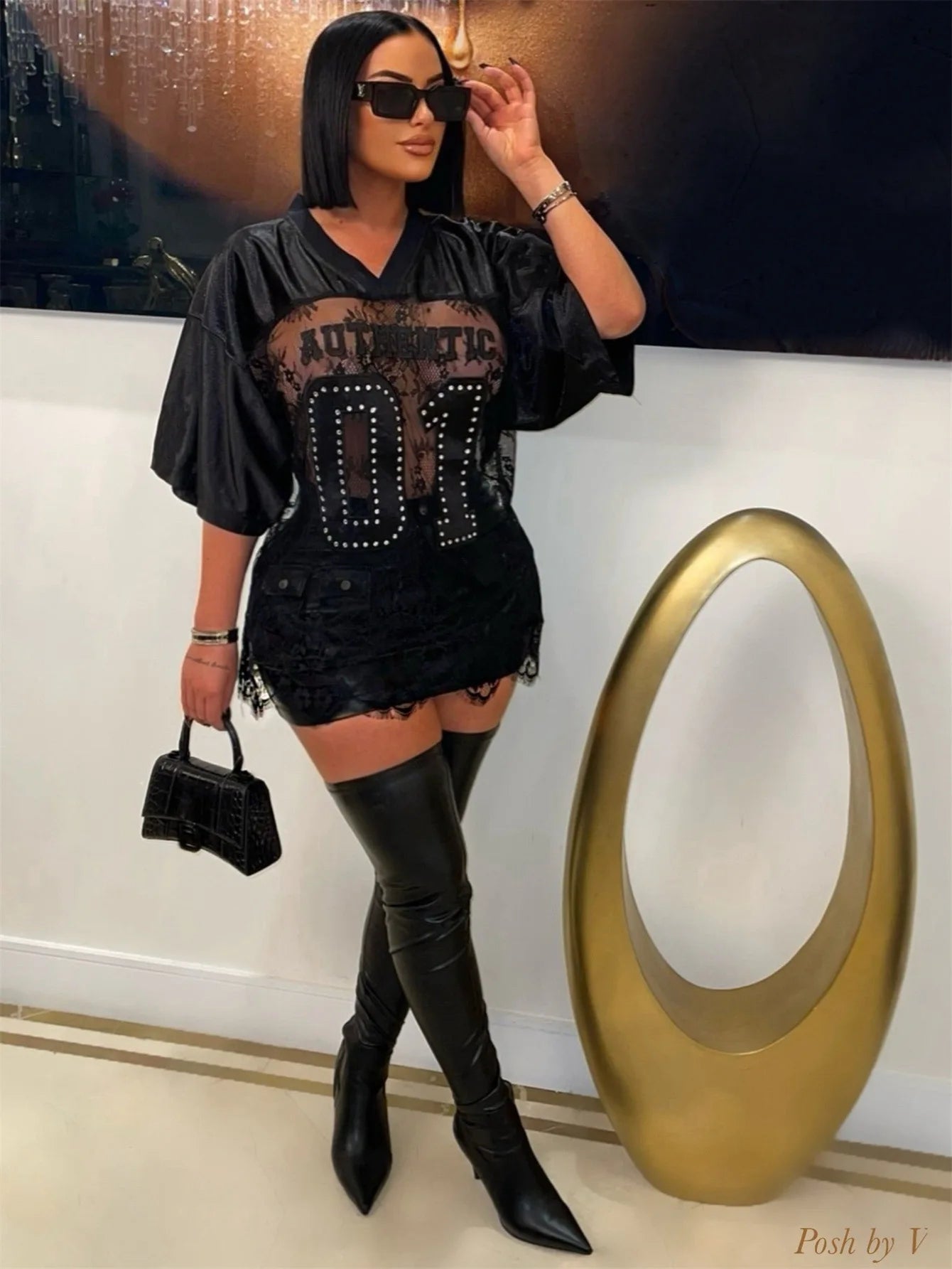 Letter Print T-Shirts Top Women 2025 Spring Summer V-Neck See Through Backless Loose Short Sleeve Y2K Sexy Trend Streetwear Tops