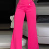 Summer Pants Women Button Decor High Waist Wide Leg Pants Elegant Loose Trousers Korean Fashion Streetwear
