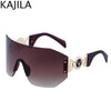 Oversized Shield Rimless Punk Sunglasses Women 2024 Luxury Brand Fashion Winged Sun Glasses For Ladies Shades Eyewear UV400