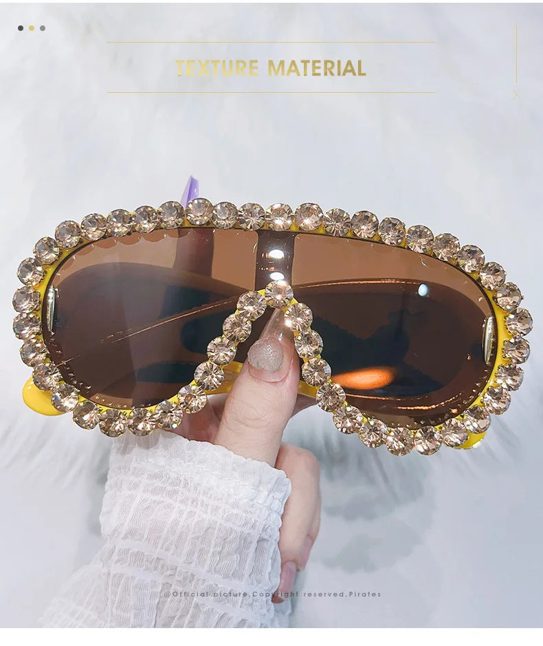 Oversized Punk Rhinestones Sunglasses Women 2024 Luxury Brand One-Piece Y2K Sports Sun Glasses for Lady Steampunk Eyewear UV400