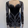Znaiml Elegant Long Sleeve Playsuit Nightclub Rompers Birthday Outfits Woman Sparkly Diamonds Rhinestone Short Jumpsuits Luxury
