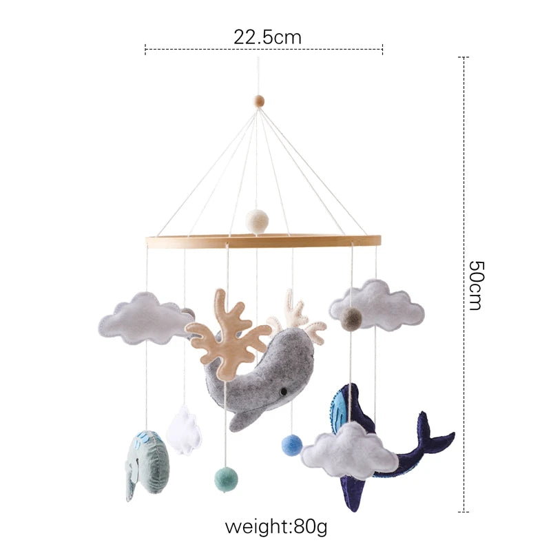 Baby Crib Mobile Bed Bell Rattle Toys Wooden Crochet Stars Pendant Bed Bell Toys Newborn Comfort Crib Bracket Hanging Toys Gifts