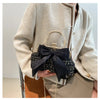 Glittering Chain Plaid Pattern Evening Bag For Women Bow Decor Shoulder Bag, Fashionable Elegant Clutch, Women‘s Crossbody Bag