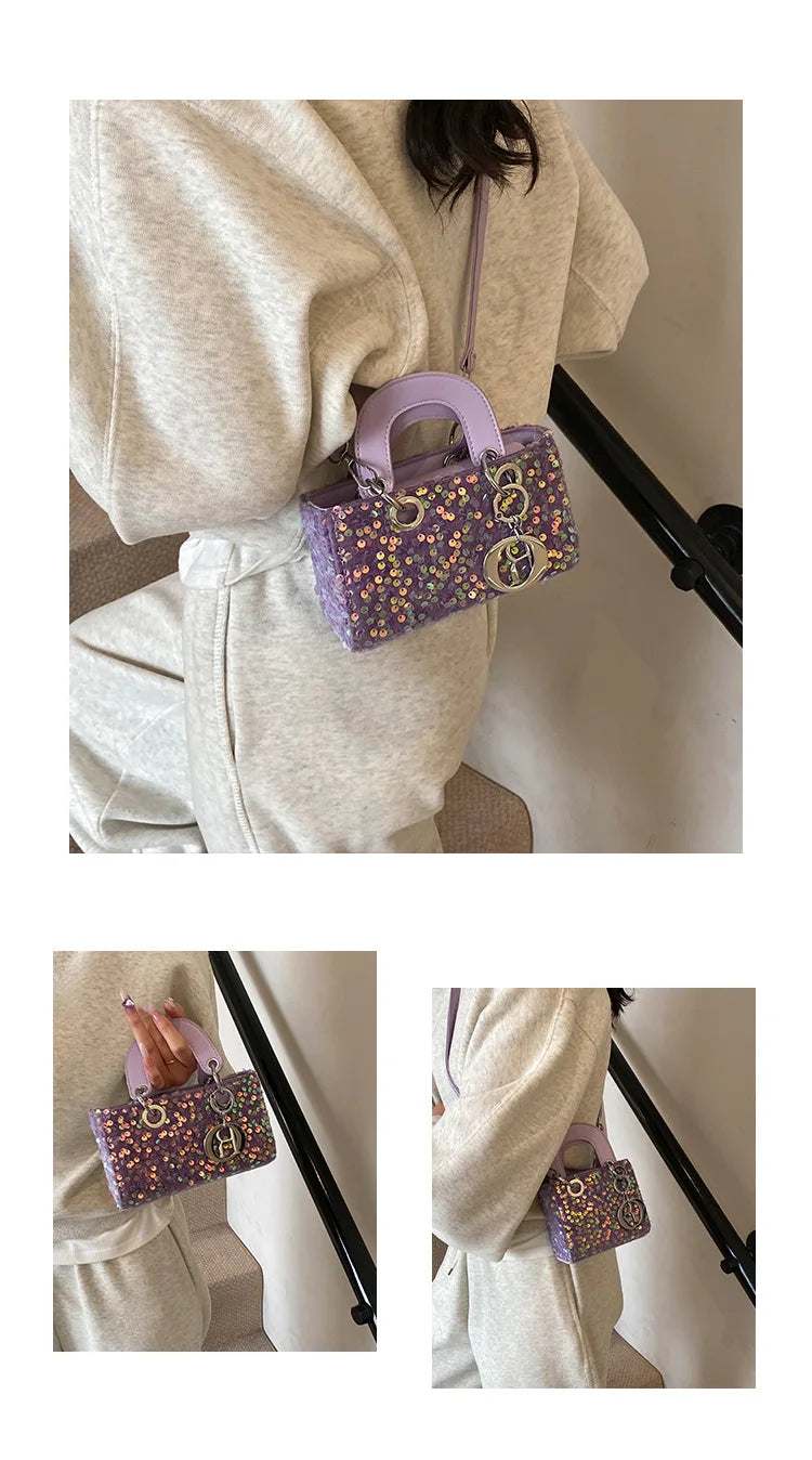 Sparkly Glitter Mini Evening Bag for Women, Designer Crossbody Shoulder Purse, Luxury Party Wedding Clutch, Unique Boutique Gift