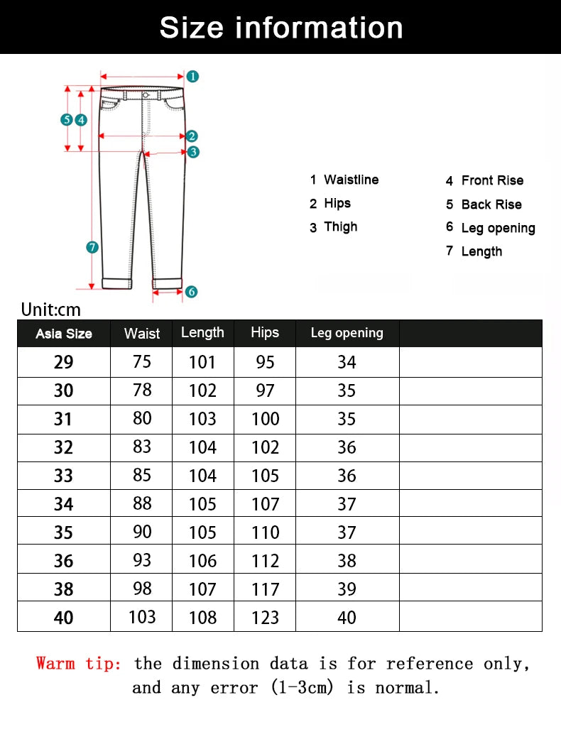 2024 New Business Men's Jeans Casual Straight Stretch Fashion Classic Blue Black Work Denim Trousers Male Brand Clothing