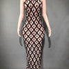 Sparkly Rhinestones Sleeveless Long Dress Elegant Dark Mesh Celebrate Evening Wedding Prom Gown Birthday Dress Photograph Wear