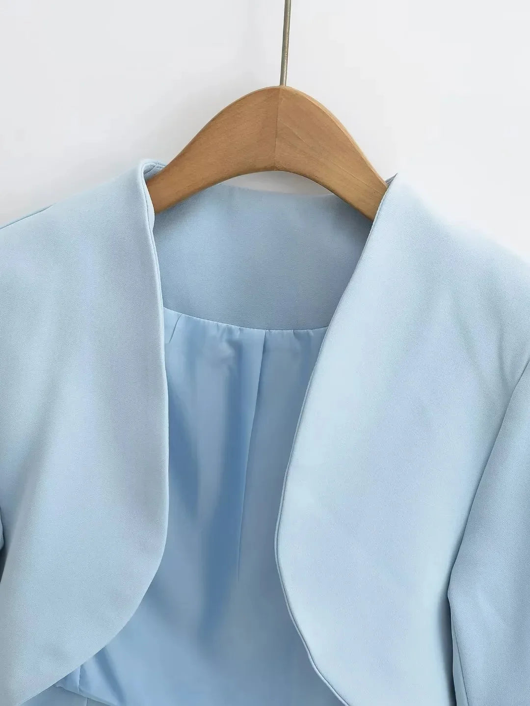 2023 Autumn V neck Open stitching Cropped Blazer Women Full Sleeve Short Suits Fashion Outerwear