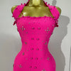 2025 Luxury Shining Diamonds Pearls Sleeveless Bodycon Bandage Long Dress Women Celebrate Evening Party Elegant Birthday Gowns
