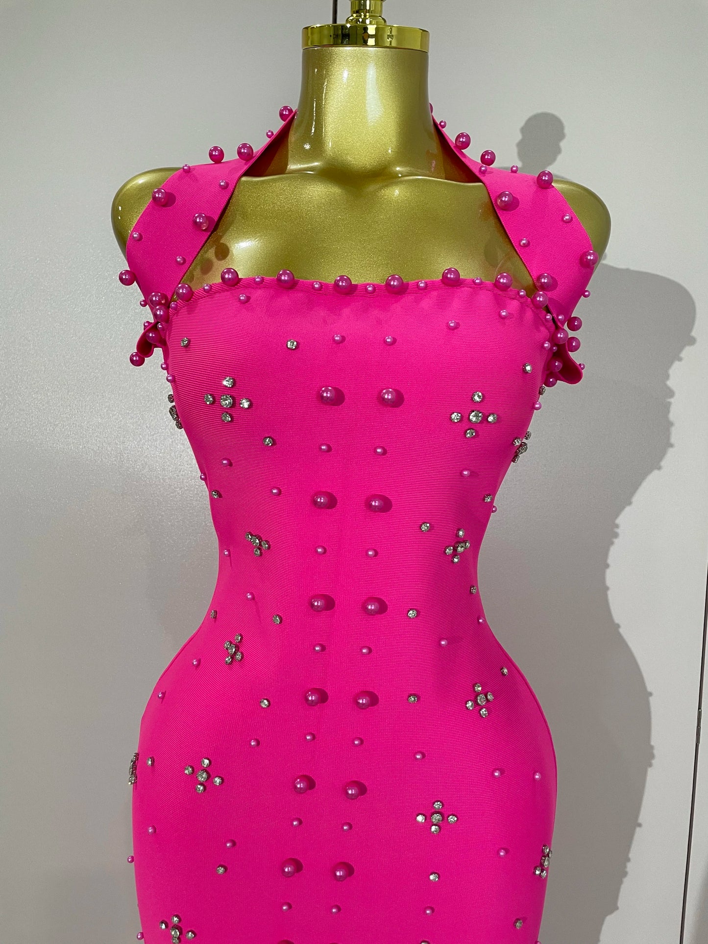 2025 Luxury Shining Diamonds Pearls Sleeveless Bodycon Bandage Long Dress Women Celebrate Evening Party Elegant Birthday Gowns