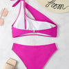 Bikini 2025 New Swimsuit Women Swimwear Solid Black One Shoulder Bikinis Set Bathing Suit Female Two Pieces Beach Wear Biquini