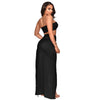 Women Two Piece Set Solid Color Breast Wrap Top and Irregular Slit Long Skirt Suit Lady Streetwear Mini Skirt Club Party Outfits