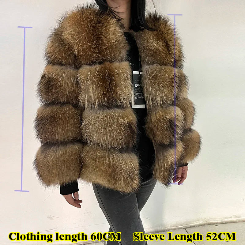 2025 MAOMAOKONG Natural Real Fox Fur Coat Women Winter Long Sleeve Luxury Raccoon Fur Jackets Thick Top Female Furry Coat Vest