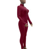Women's Bodycon One-piece Jumpsuit Long Sleeved Big Zipper Female Casual Sport Workout Skinny Activity Wear Overalls Tops