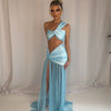 Mozision Summer Sexy Skirt Two Piece Sets Women One Shoulder Crop Top And Maxi Skirt Female Elegant Beach Club Party 2 Piece Set