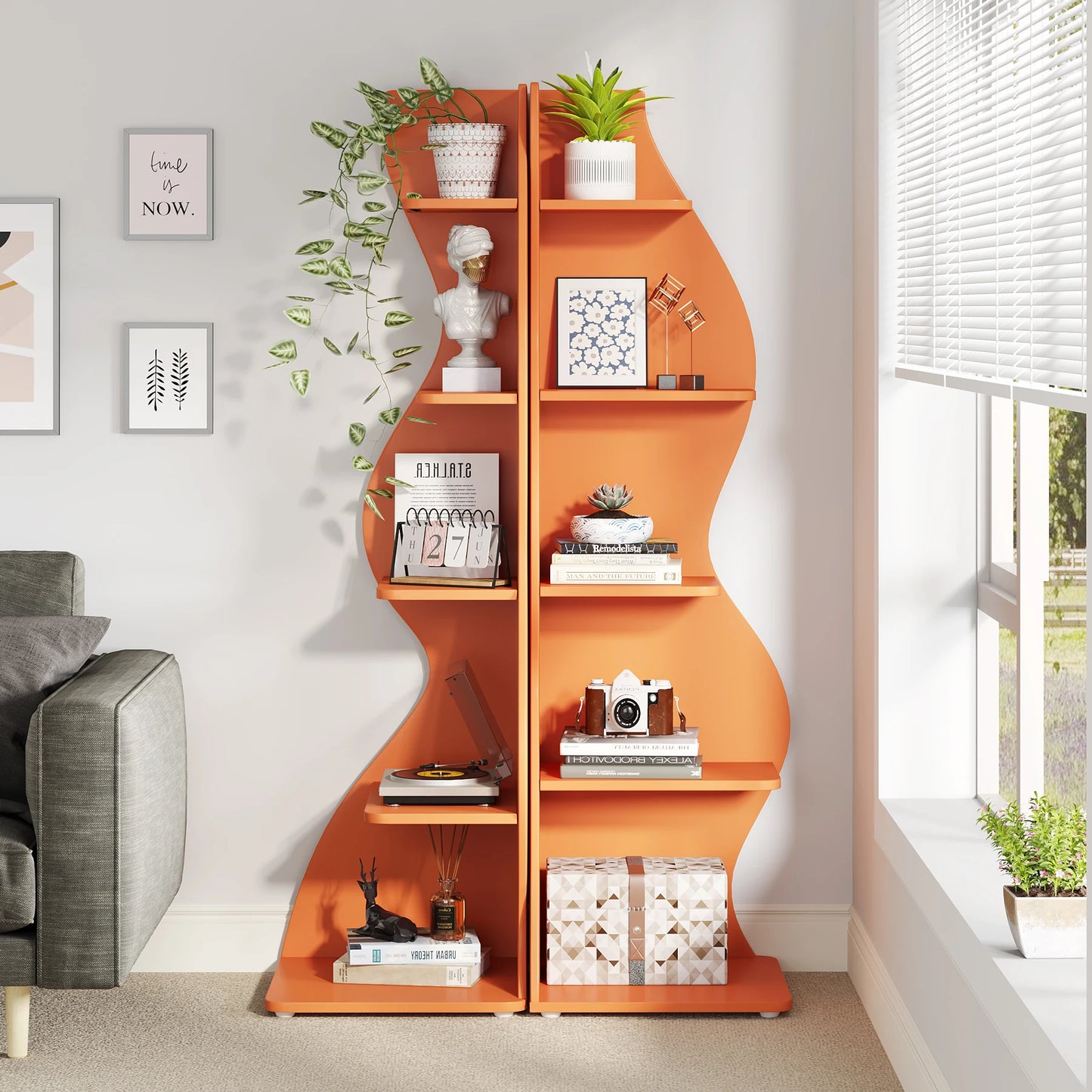 Tribesigns Corner Shelf, Modern 5-Tier Wall Corner Bookshelf, Stylish Corner Small Bookcase Storage Rack Plant Stand