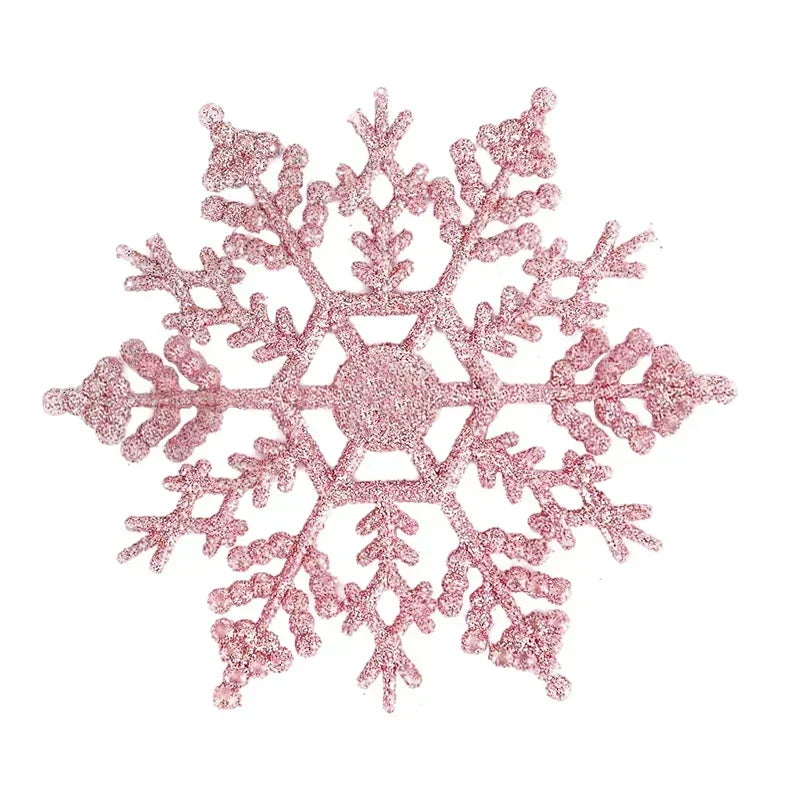Pack Of 24/12/6 Pieces Snowflakes For Christmas Tree Decoration Blue Snowflakes With Bright Powder Winter New Year Hanging Decor