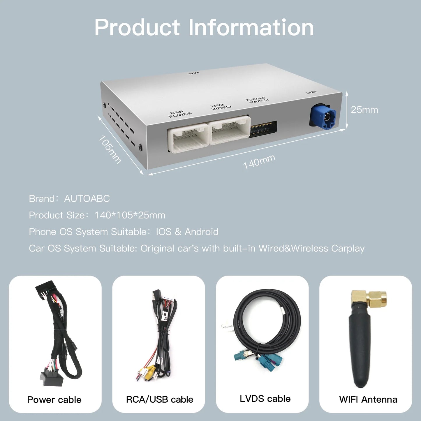 Wireless  Carplay Android Auto pour KIT Cristaux SMEG Picasso C4 C5 DS4 DS3 DS5 308 508 5008 3008 Accessory Multimedia