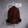 UCXQ Elegant OL Office Lady Overcoats Fur Patchwork Long Sleeve Woolen Coat Beautiful Women's Clothing Jacket Autumn 2025 Winter