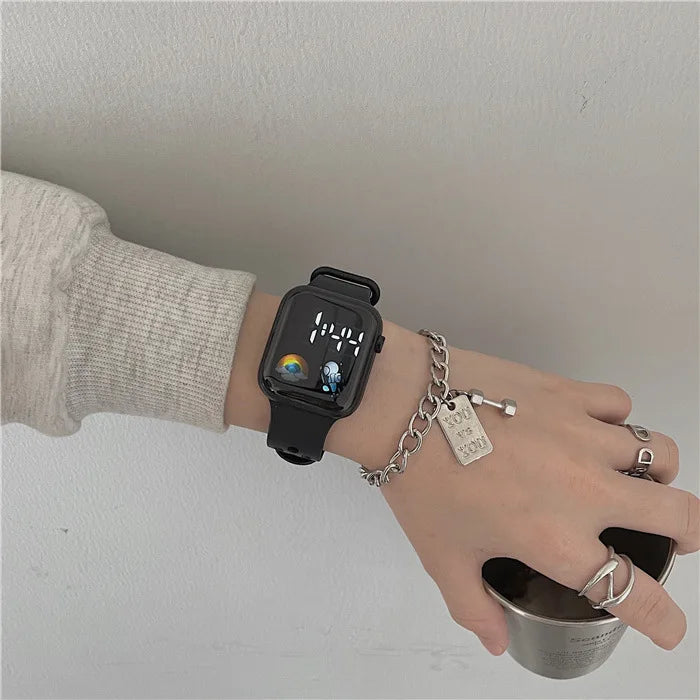 Technological LED Astro Watch for Women and Men Students Ins High Beauty Watches with Simple Fashion and Waterproof Electronics