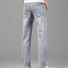 Summer Elastic Men's Jeans Fashion Gray Comfortable Business Straight Stretch Cotton Casual Denim Pants Brand Male Thin Trousers
