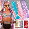 S-noilite Box Braiding Hair Pre Stretched Ombre Jumbo Braids Synthetic Braiding Hair Red Pink Blue Gray 24 Inch Hair Extensions