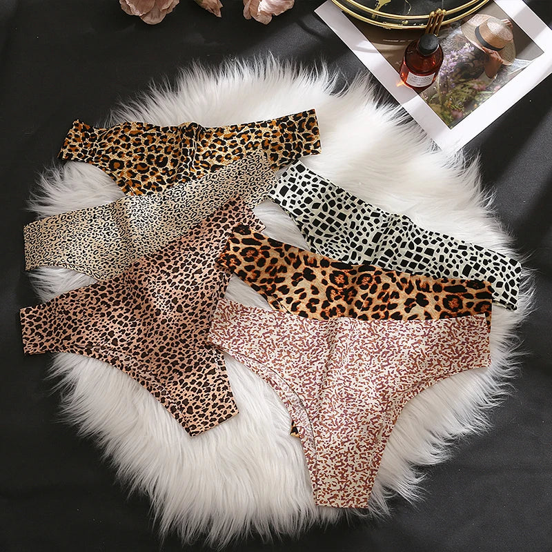 TrowBridge 3PCS/Set Women's Panties Fashion Leopard Bikini Sexy Thongs Seamless Underwear Satin Lingerie Sport Fitness G-Strings