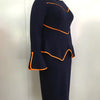 Elegant Women's Office Dress Round Neck Ruffle Edge Long Sleeved Dresses Formal Business Color Blocked Line Workwear New Style