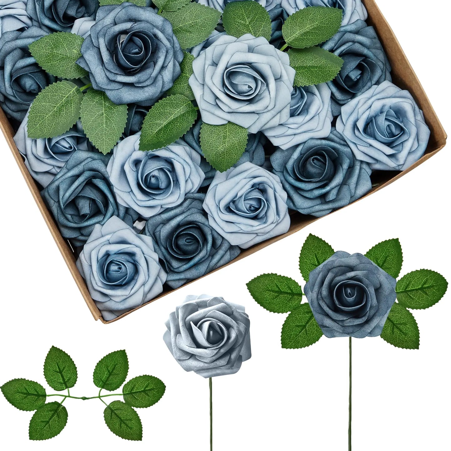 50-200PCS Artificial Roses Flowers Foam Flowers with Stems Fake Roses for DIY Wedding Bouquets Centerpieces Valentine's Day