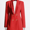 TWOTWINSTYLE Solid Hollow Out Blazer For Women Shawl Collar Long Sleeve Tunic Spliced Button Temperament Blazer Female KJA501707