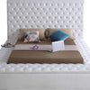 Bliss Collection Modern Contemporary Velvet Upholstered Bed with Deep Button Tufting and Storage Compartments White Queen