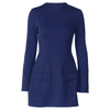Hugcitar 2024 Spring O Neck Long Sleeve Solid Patchwork Zip Up Sexy Bodycon Mini Dress Women Fashion Outfits Birthday Party Y2K